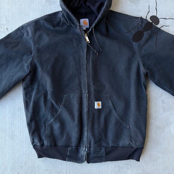 Vintage Y2K Carhartt J131 black active hooded work wear jacket - Picture 3 of 7